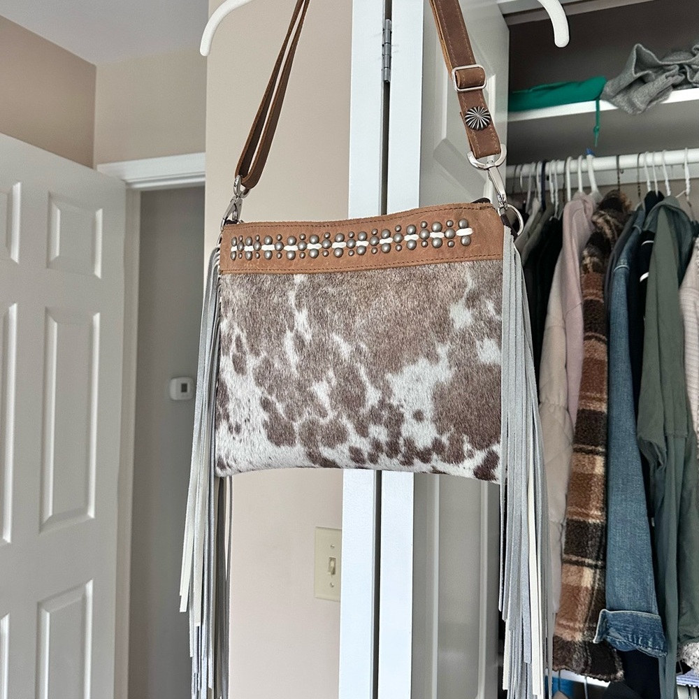 Cowhide Fringe Crossbody Bag